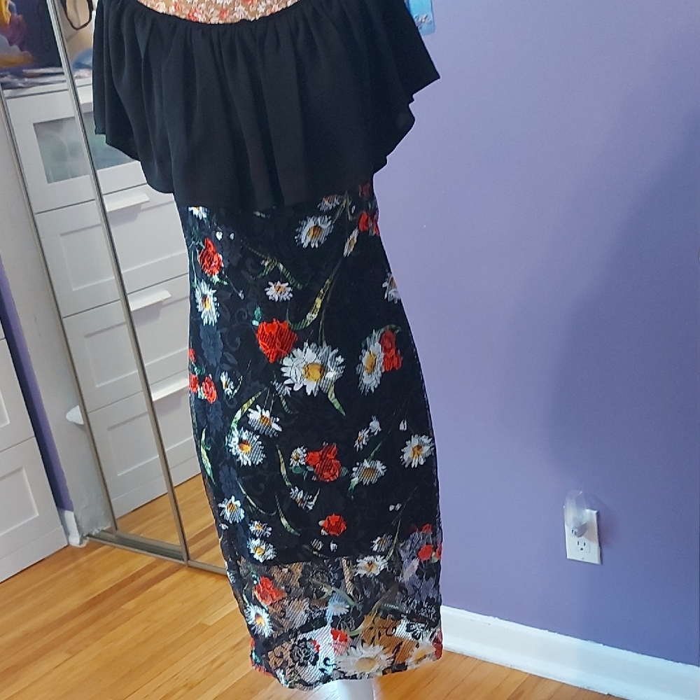 Black Floral Midi Dress